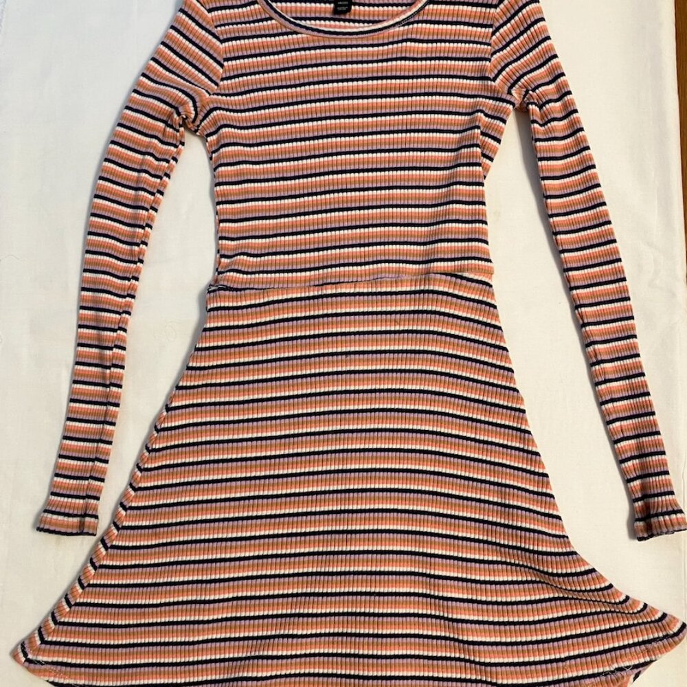 Art Class Dress Long Girls Sleeve Striped SizeM Medium 7/8 Knit MulticolorCotton